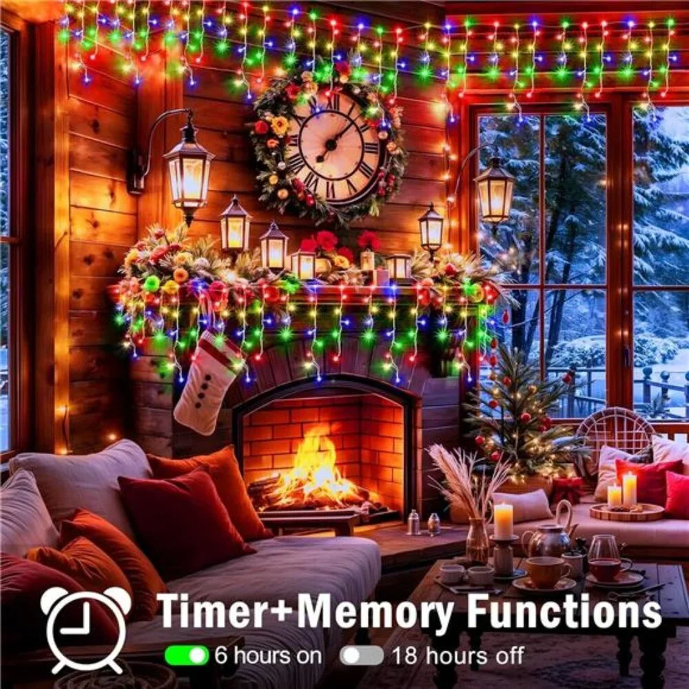 66ft Christmas Lights Decorations Outdoor, 640 LED 8 Modes Curtain